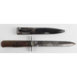 German WW2 Boot dagger, unmarked blade, service worn, old minor corrosion, with scabbard. Sold as