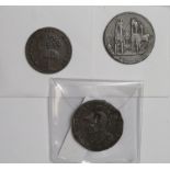 Tokens, 18thC (3): York Minster Halfpenny 1795, Yorks 63, VF; Nottingham Davison & Hawksley,