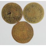 Welsh 17thC Tokens (3) of Monmouth, all Richard Ballard Halfpennies 1668 of the Kings Head Inn (