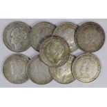 Netherlands silver 1 Gulden (9): 1914 to 1940 various, mixed grade.