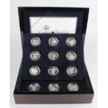 Queen Elizabeth II 80th Birthday 2006. The seventeen coin set all Crown-sized Silver Proofs 2006