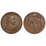 Token, 18thC : Dover Halfpenny 1794, 'Horn's Library' edge, D&H Kent No. 16, brown EF