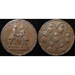 British Commemorative Medal, brass d.46mm: George II, Frederick of Prussia and the Allied Leaders