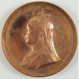 British Commemorative Plaque, copper on pewter base d.76mm: Queen Victoria Jubilee 1887 portrait