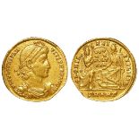 Constantius II as Augustus, gold solidus, Antioch Mint 348-353A.D., reverse reads:- GLORIA