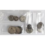 Ancient Greek minor silver pieces x 4, plus Roman silver pieces 1 x Republican, 1 x quinarius, 2 x