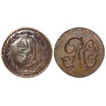 Welsh 18thC Token : Anglesey 'Druid Head' Halfpenny undated mule between obverse of Halfpenny
