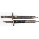 Bayonets: 1) Spanish M. 1893 (Third variation) Ricasso marked 'Artilleria Fca De Toledo 1902'. S/E