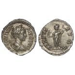 Caracalla silver denarius, Rome Mint 203 AD. Reverse reads:- VIRTVS AVGG, Virtus standing left,