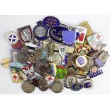 Mixed lot of enamel badges (Butlins noted) includes some medals - (44 items approx.)