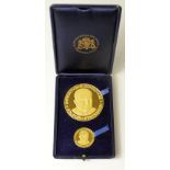 Eisenhower 75th birthday two medallion 22ct gold set, Normandy 1944, by Slade, Hampton & Son Ltd,
