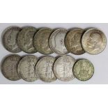 GB Silver Coins (11) mostly Florins, Edward VII - George V, mixed grade.