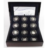 Diamond Wedding Anniversary Silver Proof Crown Collection 2007. The eighteen coin set all Crown-