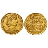 Constantius II gold solidus, Antioch Mint 348-353 A.D. reverse reads:- GLORIA REIPVBLICAE, in