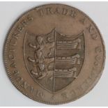 Token, 18thC : Sandwich Halfpenny, 'Thomas Bundocks' edge, D&H Kent No. 39, VF, surface nick.