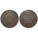 Token, 19thC : St Helena Halfpenny by Solomon Dickson and Taylor, milled edge \\\, VF