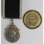 Australian R.A.O.B. medals (2) comprising an engraved 1922 1d. which reads "The Rose of Canberra,