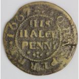 Welsh 17thC Token : Wrexham, John Perry Halfpenny 1667, Wales No. 90, very rare, Fair-VG, a couple