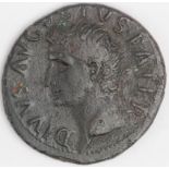 Divus Augustus copper as struck by Tiberius, Rome Mint 22-30 A.D., Sear 1789, dark, well centred