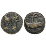 Augustus and Agrippa, brss dupondius, Nemausus Mint c.10 B.C., obverse:- Laureate head of