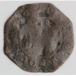 Welsh 17thC Token : Brecon, Thomas Juxson, glover, octagonal Halfpenny 1669, Wales No. 12, pitted