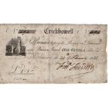 Wales Provincial note Crickhowell, 1 Guinea dated 20th February 1821, series no. 494, (Outing 618a),