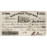 Wales Provincial note Salop & North Wales Bank, 5 Pounds dated 1st December 1836, series no. 7783,