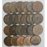 GB Pennies (23) late 19th to early 20thC, mixed grade, noted: 1882H obv 12, rev M VF, 1896 EF,