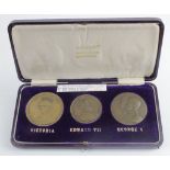 Set of 3 bronze Coronation medals (Queen Victoria, Edward VII and George V) All 3 medals come in