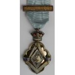 Masonic silver gilt & brilliants 1897 Queen Victoria's Diamond Jubilee medal with 14th June 1897