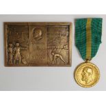 Romania (2): 75th Anniversary of Banca Marmorosch Blank, uniface bronze plaque 81mm, 20th July 1923,
