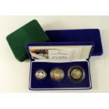 GB Silver Proof Piedfort issues (3) 2003 three coin set, 2004 three coin set (toning on 50p) & Crown