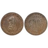 Welsh 18thC Token : Anglesey 'Druid Head' Halfpenny 1789, 24 acorns, O of Co points to first limb of