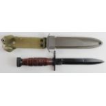 Bayonet: A U.S. M1 Carbine bayonet. Ricasso with makers mark name 'Kiefe' & 'Japan'. In its USM8AI