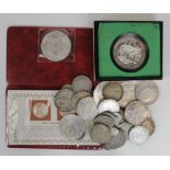 World Silver Coins (49) 19th-20thC assortment, mixed grade, high grade noted.