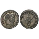 Diocletian billon follis of Carthage 298-299 A.D., reverse reads:- SALVIS AVGG ET CAESS AVCTA