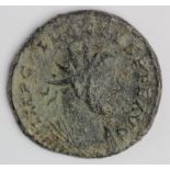 Allectus billon antoninianus, reverse reads:- PAX AVG in exergue 'C', Colchester Mint, S P in field,