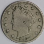 USA Nickel 5 Cents 1886 VG, rare date, light scratch.