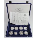 World silver proof Crown-size (7) along with a smaller example. All from the "Ships & Explorers set"