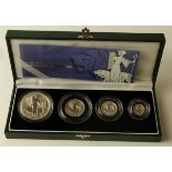 Brittannia Silver Proof four coin set 2001. aFDC boxed as issued