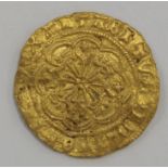 Edward IV, First Reign 1464-1470, gold quarter-ryal, mm. Crown [1468-1469], 'E' above shield, sun on