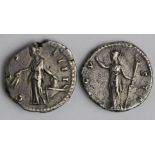 Antoninus Pius silver denarius, reverse:- Annona, RSC I I, p.174, GVF with a ditto but of Diva