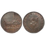 Token, 18thC : Tenterden Halfpenny 1796, 'I & T Cloakes' edge, D&H Kent No. 42, EF trace lustre.