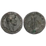 Antoninus Pius brass sestertius, Rome Mint 142 A.D., reverse:- Annona standing right between