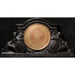 French Plaque, bronze 50mm, in black resin ebony-style applique 138mm: This interesting uniface