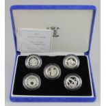 One Pound Silver Proof Five coin set 2004 - 2007 FDC boxed as issued