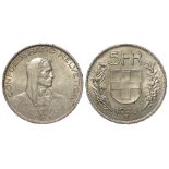 Switzerland 5 Francs 1925B, EF, edge nick.