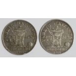 Tokens, 19thC Ireland (2) anonymous silver Shillings 1804, Ireland no. 8-9, toned VF