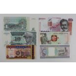 World (6) a collection of SPECIMEN notes, Slovenia 10,000 Tolarjev dated 1994, Lesotho 100 Maloti