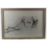 Mary Louise Coulouris. Pencil drawing depicting two figures, signed by artist to corner 'Mary Louise